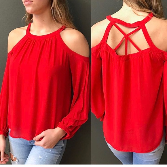 Naked Zebra Tops - Naked Zabra off the shoulder long sleeve blouse